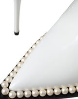 Dolce & Gabbana White Pearl Leather Pumps Heels Boots Shoes