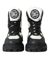 Dolce & Gabbana Black White Logo Padded Trekking Boots Shoes