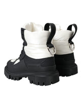 Dolce & Gabbana Black White Logo Padded Trekking Boots Shoes