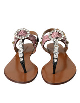 Dolce & Gabbana Multicolor Crystal Sandals Flip Flops Shoes