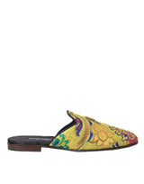 Dolce & Gabbana Multicolor Jacquard DG Logo Mule Flat Sandals Shoes