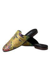 Dolce & Gabbana Multicolor Jacquard DG Logo Mule Flat Sandals Shoes