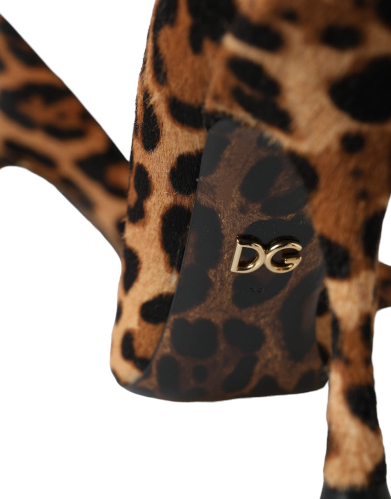 Dolce & Gabbana Brown Leopard Calf Hair Heels Pumps Shoes