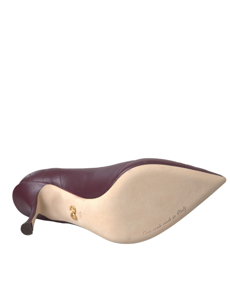 Dolce & Gabbana Bordeaux Leather Heart DEVOTION Pumps Shoes