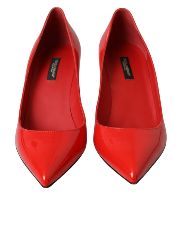 Dolce & Gabbana Red Patent Leather Kitten Heels Pumps Shoes