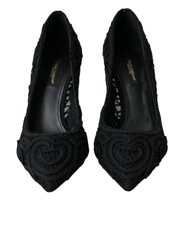 Dolce & Gabbana Black Cordonetto Ricamo Pump Heels Shoes