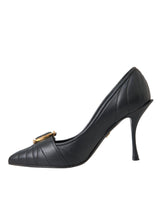 Dolce & Gabbana Black Devotion Leather Heels Pumps Shoes