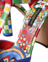 Dolce & Gabbana Multicolor Carretto T-strap Sandals Shoes