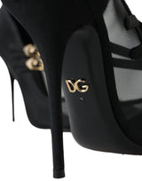 Dolce & Gabbana Black Mesh Mary Janes Heels Pumps Shoes