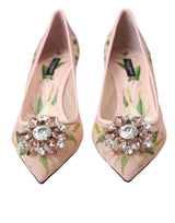 Dolce & Gabbana Pink Floral Crystal Bellucci Pumps Shoes