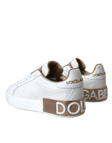 Dolce & Gabbana White Portofino Leather Logo Sneaker Shoes