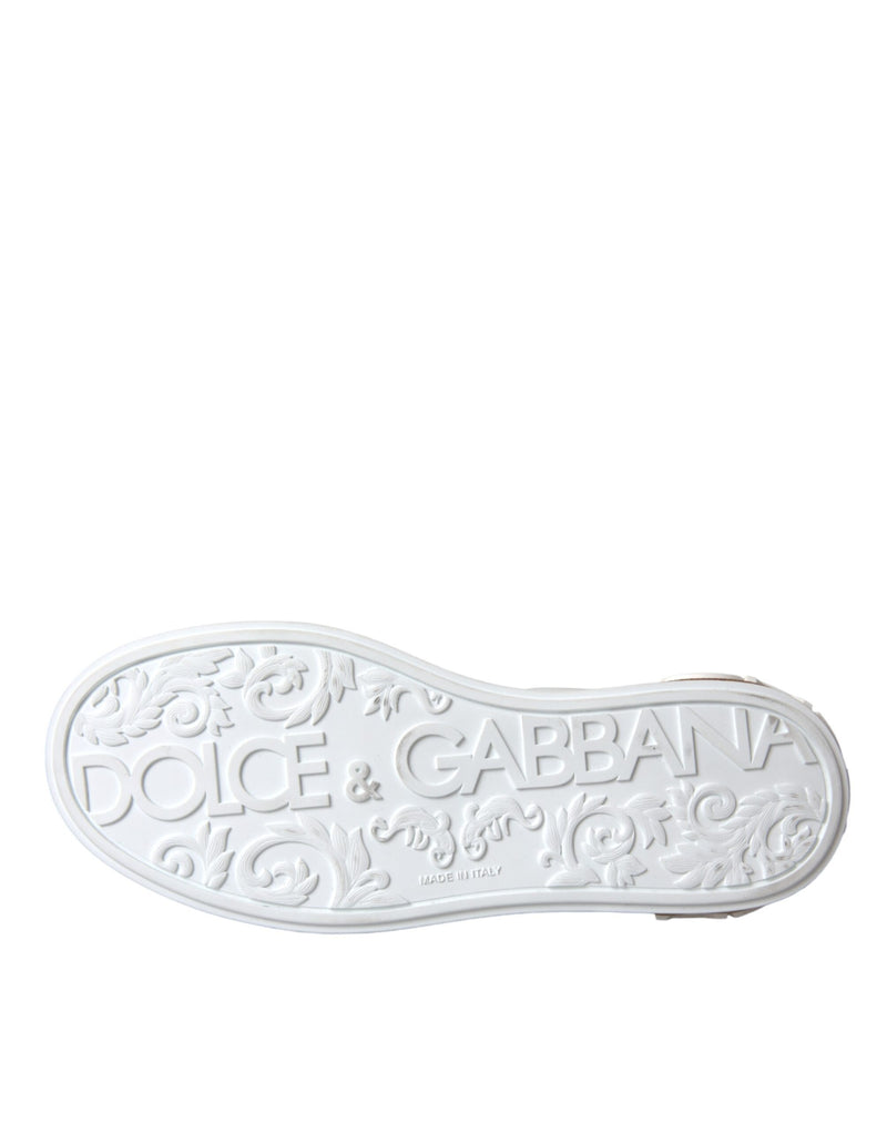 Dolce & Gabbana White Portofino Leather Logo Sneaker Shoes