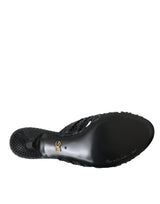 Dolce & Gabbana Black Exotic Leather Heels Slides Shoes