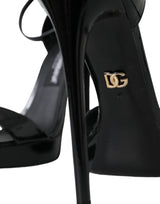 Dolce & Gabbana Black KEIRA Leather Heels Sandals Shoes