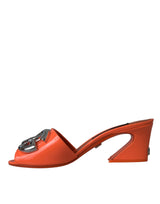 Dolce & Gabbana Orange DG Logo Slides Heels Sandals Shoes