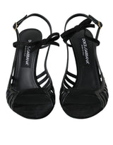 Dolce & Gabbana Black Sandals Stilettos Suede Strap Shoes