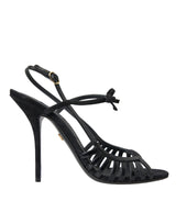 Dolce & Gabbana Black Sandals Stilettos Suede Strap Shoes