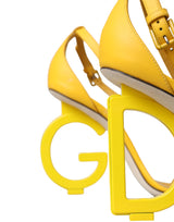 Dolce & Gabbana Yellow Leather DG Heels Sandals Shoes