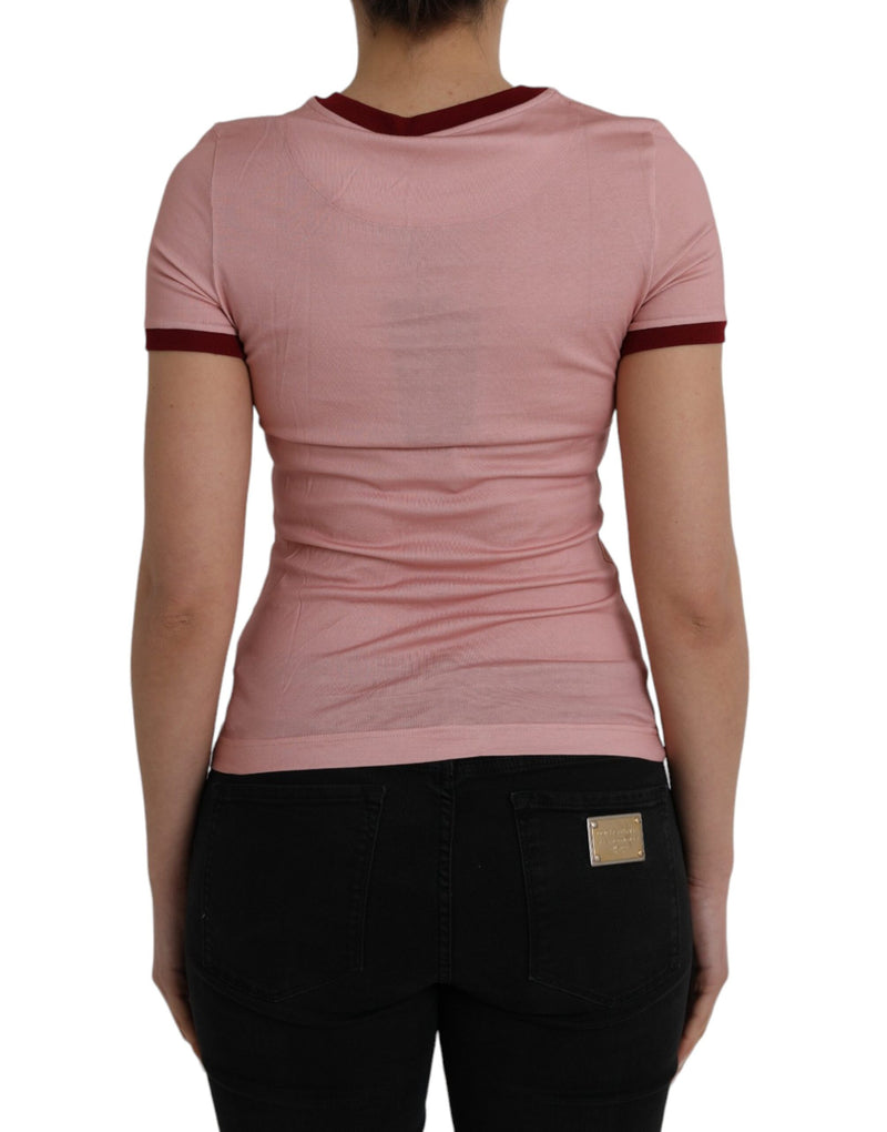 Dolce & Gabbana Pink Cotton Short Sleeves Crew Neck T-shirt