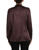 Dolce & Gabbana Brown Ascot Collar Long Sleeve Top Blouse