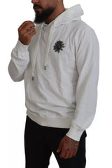 Dolce & Gabbana White Cotton Hooded Sweatshirt Logo Sweater