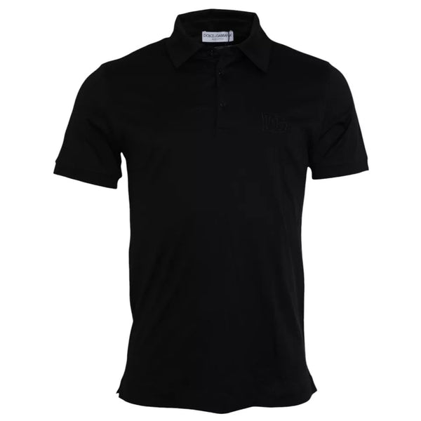 Dolce & Gabbana Black Logo Collared Cotton Polo Men T-shirt