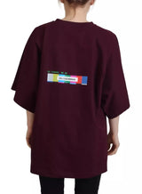 Dolce & Gabbana Bordeaux D&G Print Round Neck Cotton T-shirt