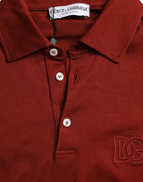 Dolce & Gabbana Red Logo Collared Short Sleeve Men T-shirt