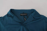 Dolce & Gabbana Blue Collared Short Sleeves Silk T-shirt