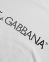 Dolce & Gabbana White Logo Print Cotton Crew Neck Men Top T-shirt