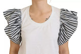 Dolce & Gabbana White Striped Short Sleeves Pullover Top