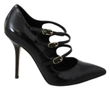 Dolce & Gabbana Black Leather Ankle Strap Heels Pumps Shoes