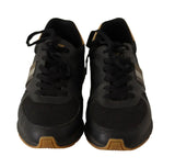 Dolce & Gabbana Black Gold Leather Low Trainers Sneakers Men Shoes