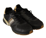 Dolce & Gabbana Black Gold Leather Low Trainers Sneakers Men Shoes