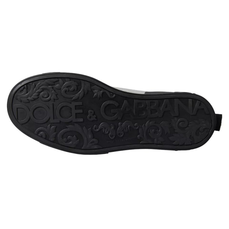 Dolce & Gabbana Black Silver Logo Mid Top Men Sneakers Shoes