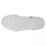 Dolce & Gabbana White Red Leather Logo Low Top Sneakers Shoes