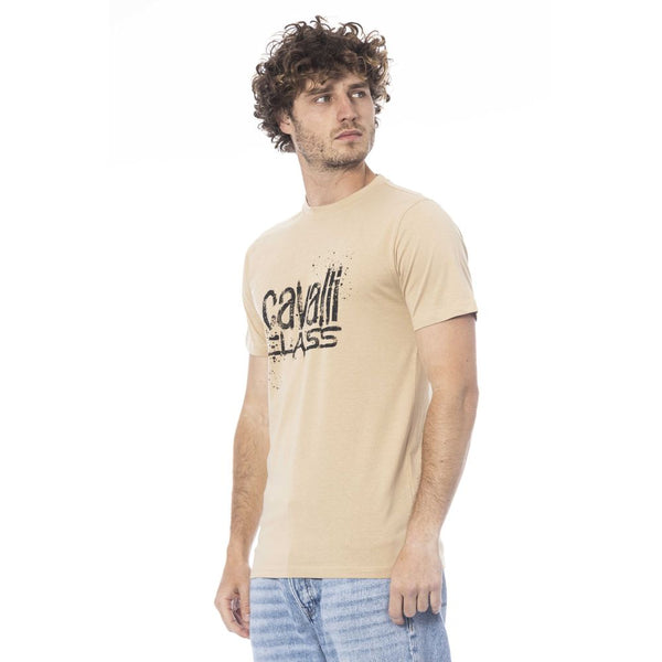 Cavalli Class Beige Cotton Men T-Shirt