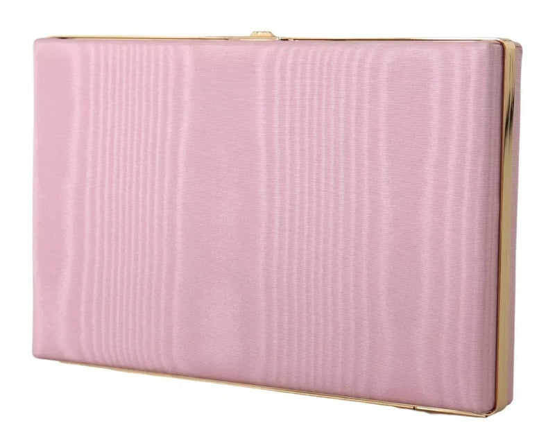 Dolce & Gabbana Pink Silk Gold Frame Clutch Evening Party Purse Bag