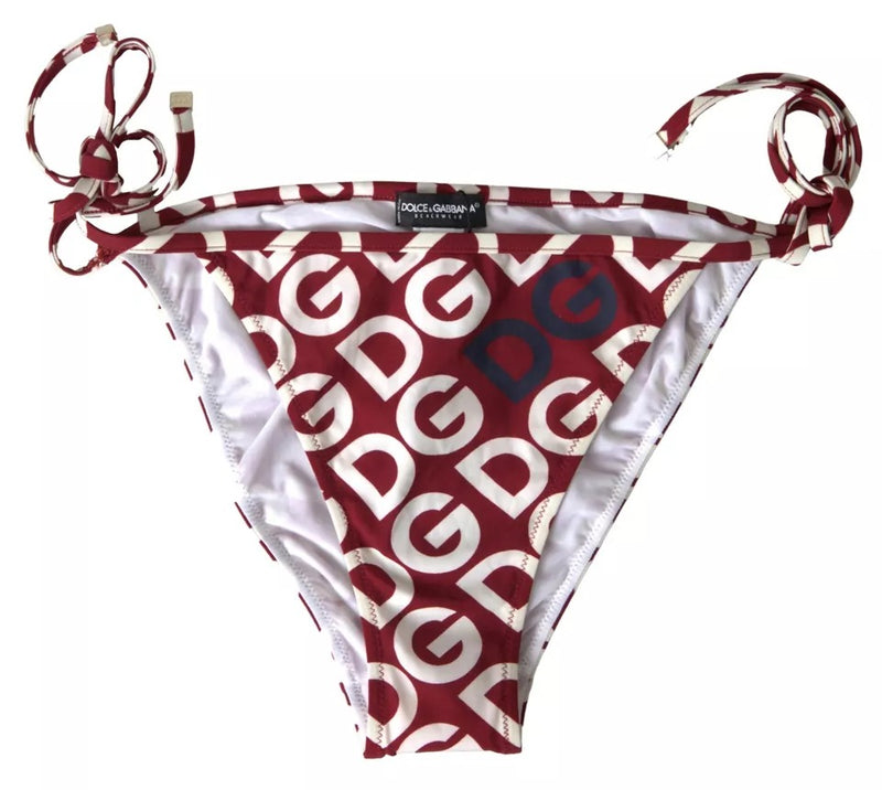 Dolce & Gabbana Bordeaux DG Mania Print Bottom Beachwear Bikini