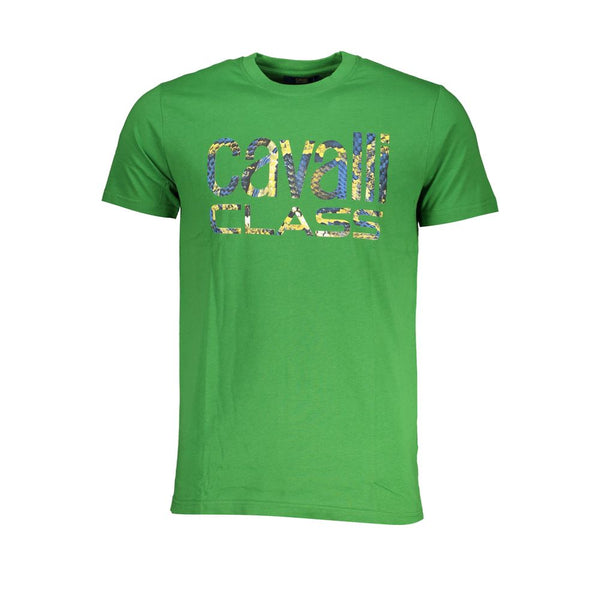 Cavalli Class Green Cotton T-Shirt