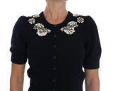 Dolce & Gabbana Black Cashmere Crystal Embellished Cardigan