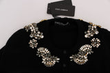 Dolce & Gabbana Black Cashmere Crystal Embellished Cardigan