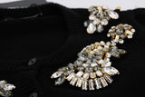 Dolce & Gabbana Black Cashmere Crystal Embellished Cardigan