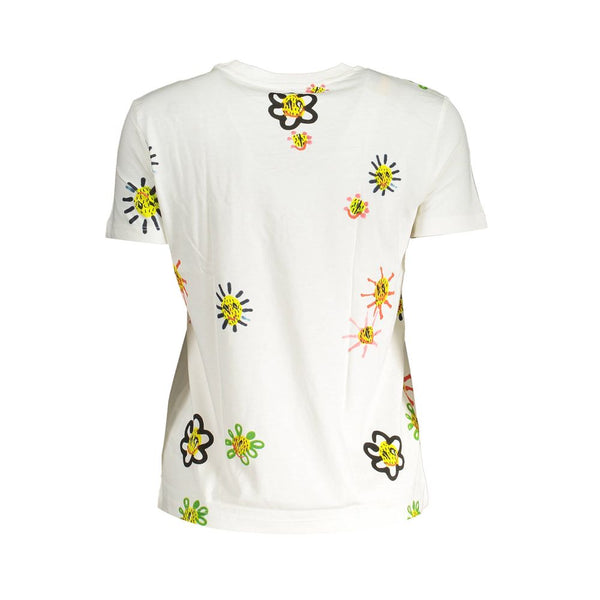 Desigual Chic Printed Round Neck Tee with Contrasting Details