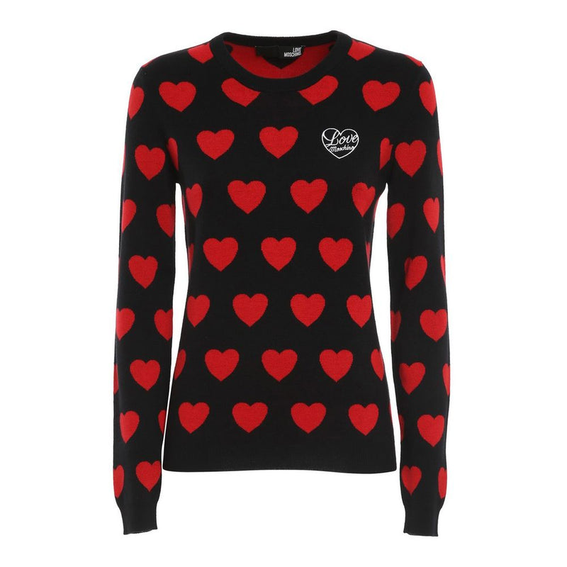 Love Moschino Chic Black Heart Pattern Sweater