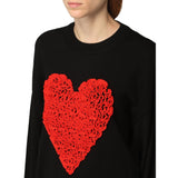 Love Moschino Embossed Heart Ruffle Wool Blend Sweater