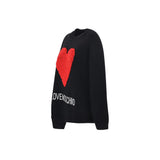 Love Moschino Embossed Heart Ruffle Wool Blend Sweater