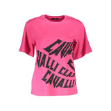 Cavalli Class Chic Pink Cotton Tee with Signature Print