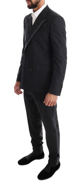 Dolce & Gabbana Elegant Gray Striped Wool Silk Men's 3-Piece Suit