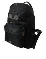 Dolce & Gabbana Black Nylon Crown Embellished Backpack Bag